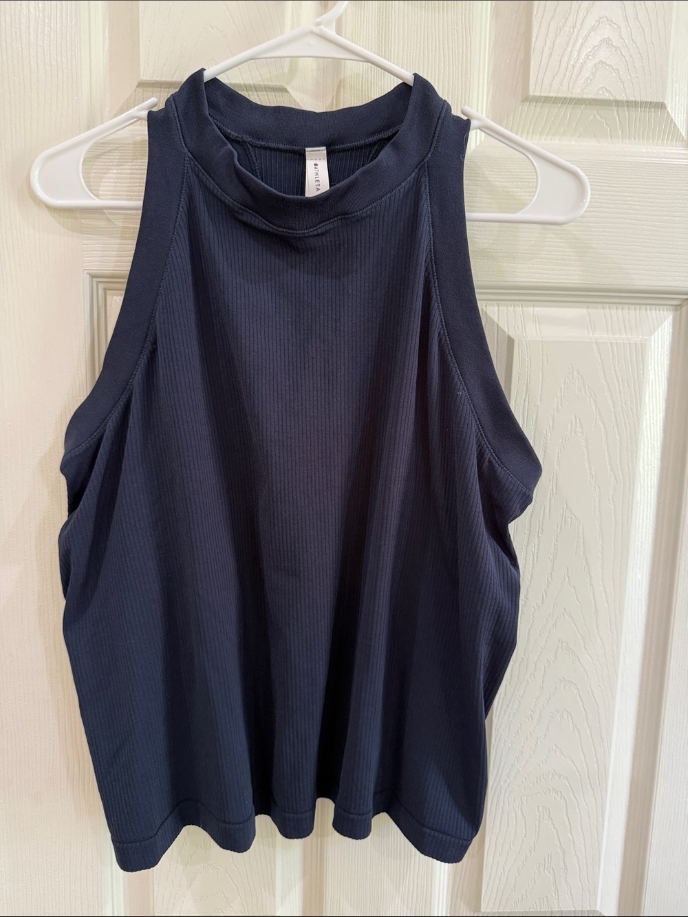 Athleta Black Ribbed High Neck Tank Top